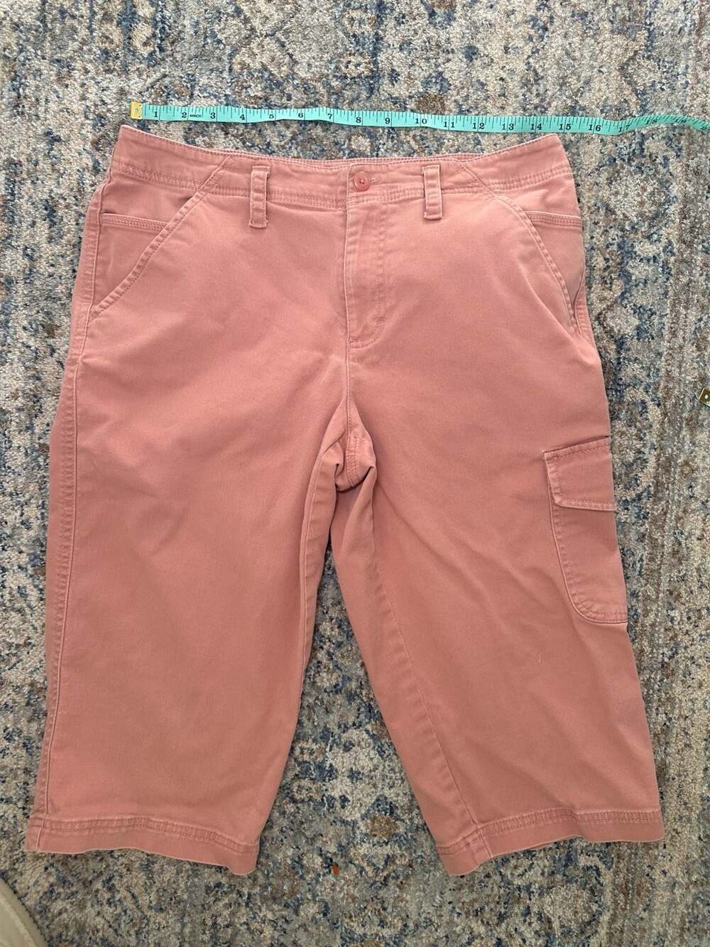 Rafaella Cargo Bermuda Shorts Size 8 Pink Cotton Blend Stretch Twill